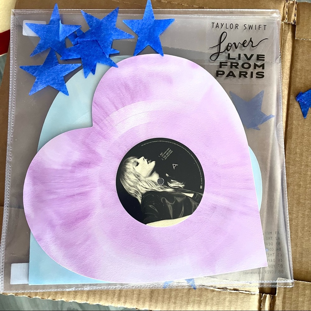 Taylor Swift: Lover (Live in Paris) heart shaped pink & blue vinyl record